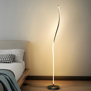 Minimalist White Curved LED Living Room Floor Lamp Zawala Image - 1