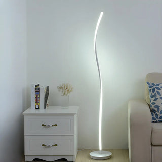 Minimalist White Curved LED Living Room Floor Lamp Zawala Image - 10