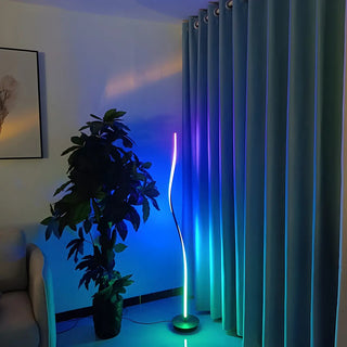 Minimalist White Curved LED Living Room Floor Lamp Zawala Image - 12