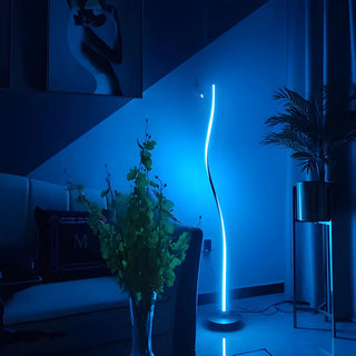 Minimalist White Curved LED Living Room Floor Lamp Zawala Image - 13