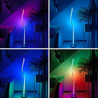 Minimalist White Curved LED Living Room Floor Lamp Zawala Image - 14
