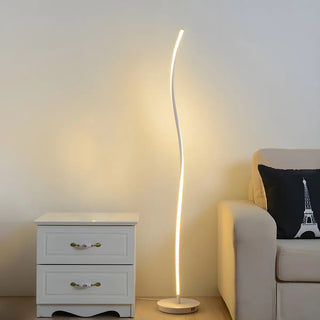 Minimalist White Curved LED Living Room Floor Lamp Zawala Image - 2