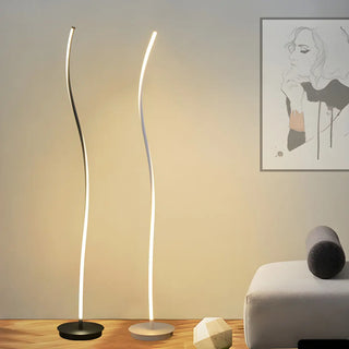 Minimalist White Curved LED Living Room Floor Lamp Zawala Image - 3