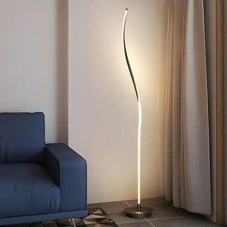 Minimalist White Curved LED Living Room Floor Lamp Zawala Image - 4