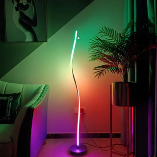 Minimalist White Curved LED Living Room Floor Lamp Zawala Image - 5