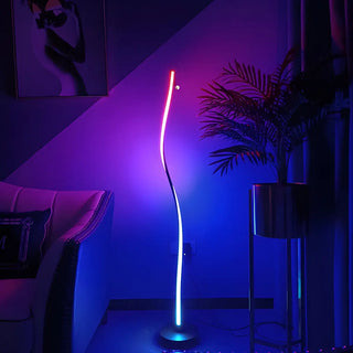 Minimalist White Curved LED Living Room Floor Lamp Zawala Image - 6