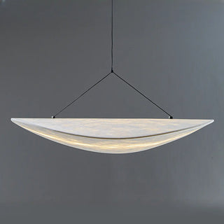 ZOWALA - Contemporary Curved Silk Ceiling Light White 31.5" Image - 6