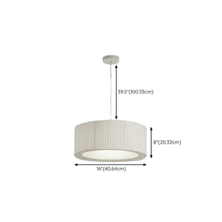 ZOWALA - White Fabric Living Room Adjustable Height Drum Chandelier #size