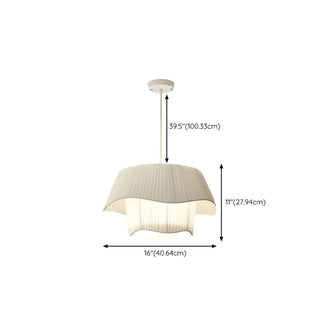 ZOWALA - White Fabric Living Room Adjustable Height Drum Chandelier Image - 35