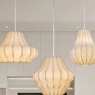 ZOWALA - Modern Lantern White Fabric Pendant Light Flexible Image - 1
