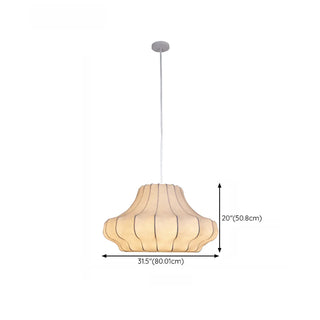 ZOWALA - Modern Lantern White Fabric Pendant Light Flexible Image - 15