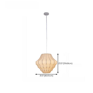 ZOWALA - Modern Lantern White Fabric Pendant Light Flexible Image - 17