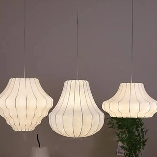 ZOWALA - Modern Lantern White Fabric Pendant Light Flexible Image - 2