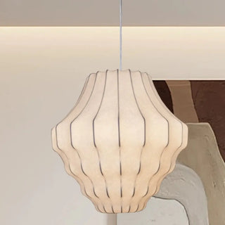 ZOWALA - Modern Lantern White Fabric Pendant Light Flexible Image - 6
