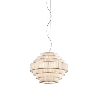 ZOWALA - Tiered White Fabric Adjustable Height Drum Chandelier Image - 8