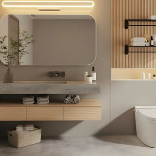 Contemporary White Oval LED Bathroom Vanity Light Zawala Image - 5