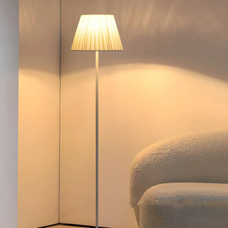Classic White Pleated Shade Metal LED Floor Lamp Zawala Image - 2