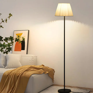 Classic White Pleated Shade Metal LED Floor Lamp Zawala Image - 3