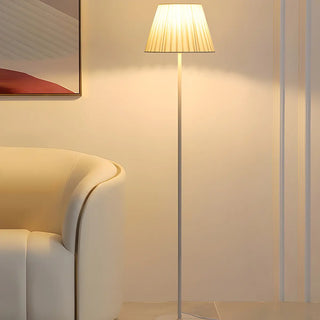 Classic White Pleated Shade Metal LED Floor Lamp Zawala Image - 4