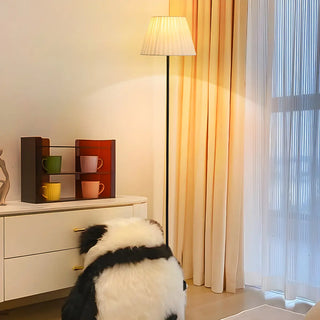 Classic White Pleated Shade Metal LED Floor Lamp Zawala Image - 6