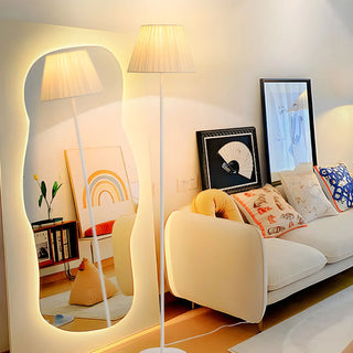Classic White Pleated Shade Metal LED Floor Lamp Zawala Image - 7
