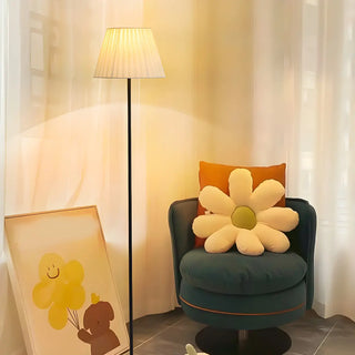 Classic White Pleated Shade Metal LED Floor Lamp Zawala Image - 8