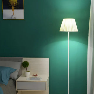 Classic White Pleated Shade Metal LED Floor Lamp Zawala Image - 9
