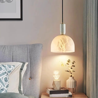 ZOWALA - Contemporary Cylinder Stone Bedroom White Pendant Light Image - 1