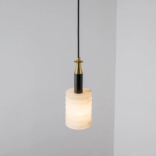 ZOWALA - Contemporary Cylinder Stone Bedroom White Pendant Light Image - 13