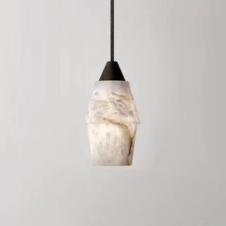 ZOWALA - Contemporary Cylinder Stone Bedroom White Pendant Light Image - 14