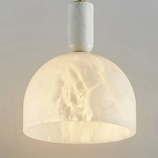 ZOWALA - Contemporary Cylinder Stone Bedroom White Pendant Light Image - 16