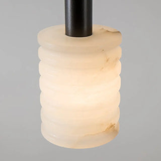 ZOWALA - Contemporary Cylinder Stone Bedroom White Pendant Light Image - 17