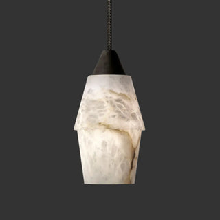 ZOWALA - Contemporary Cylinder Stone Bedroom White Pendant Light Image - 18