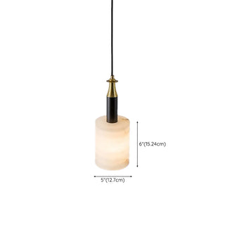 ZOWALA - Contemporary Cylinder Stone Bedroom White Pendant Light Image - 22