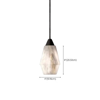 ZOWALA - Contemporary Cylinder Stone Bedroom White Pendant Light Image - 24
