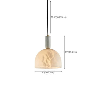 ZOWALA - Contemporary Cylinder Stone Bedroom White Pendant Light Image - 25