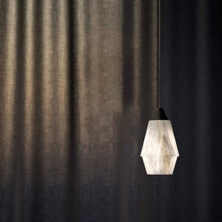 ZOWALA - Contemporary Cylinder Stone Bedroom White Pendant Light Image - 9