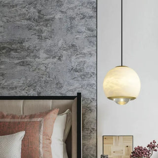 ZOWALA - Contemporary Globe Marble Bedroom White Pendant Light Image - 1