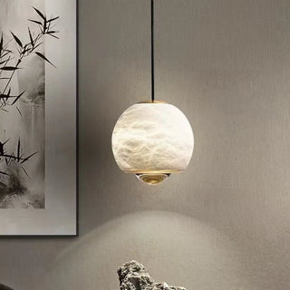 ZOWALA - Contemporary Globe Marble Bedroom White Pendant Light Image - 2