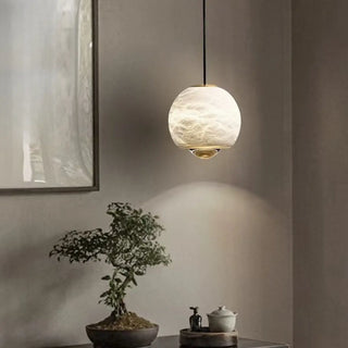 ZOWALA - Contemporary Globe Marble Bedroom White Pendant Light Image - 5
