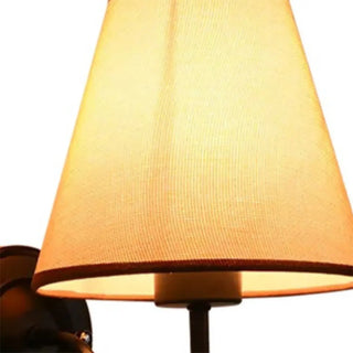 Rustic Black Cone Fabric Shade Bedroom Wall Sconce Zawala Image - 11