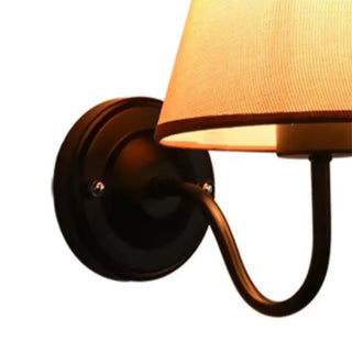 Rustic Black Cone Fabric Shade Bedroom Wall Sconce Zawala Image - 12