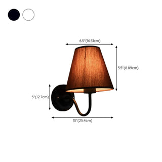Rustic Black Cone Fabric Shade Bedroom Wall Sconce Zawala Image - 14