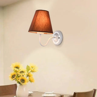 Rustic Black Cone Fabric Shade Bedroom Wall Sconce Zawala Image - 2