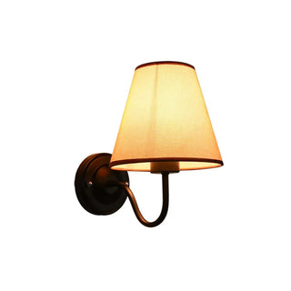 Rustic Black Cone Fabric Shade Bedroom Wall Sconce Zawala Image - 5