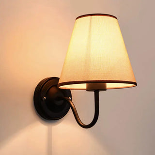 Rustic Black Cone Fabric Shade Bedroom Wall Sconce Zawala Image - 6