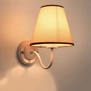 Rustic Black Cone Fabric Shade Bedroom Wall Sconce Zawala Image - 7