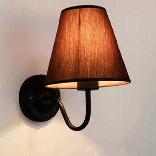 Rustic Black Cone Fabric Shade Bedroom Wall Sconce Zawala Image - 8