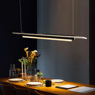 ZOWALA - Contemporary Wood Black Metal Linear Island Light Image - 1