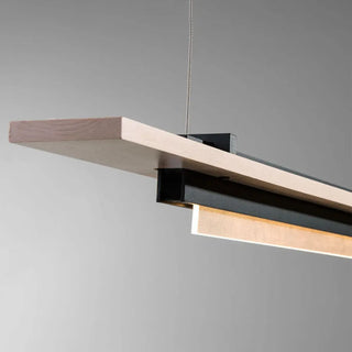 ZOWALA - Contemporary Wood Black Metal Linear Island Light Image - 10
